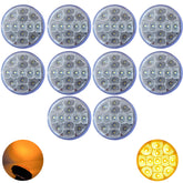 2.5" Round Red/Amber Led Clearance Side Marker Lights 13 LED Diodes Clear Lens ID Truck Utility Trailer RV UTE UTV Tractor Flush Mount Sleeper Waterproof 12V Sealed